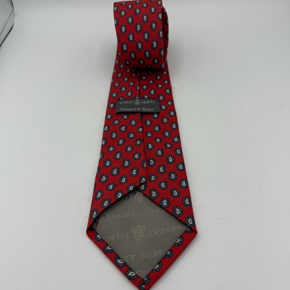 Robert Talbott Paisley Silk Tie Mens Red Blue Necktie 3.5x58 Textured - Picture 2 of 4